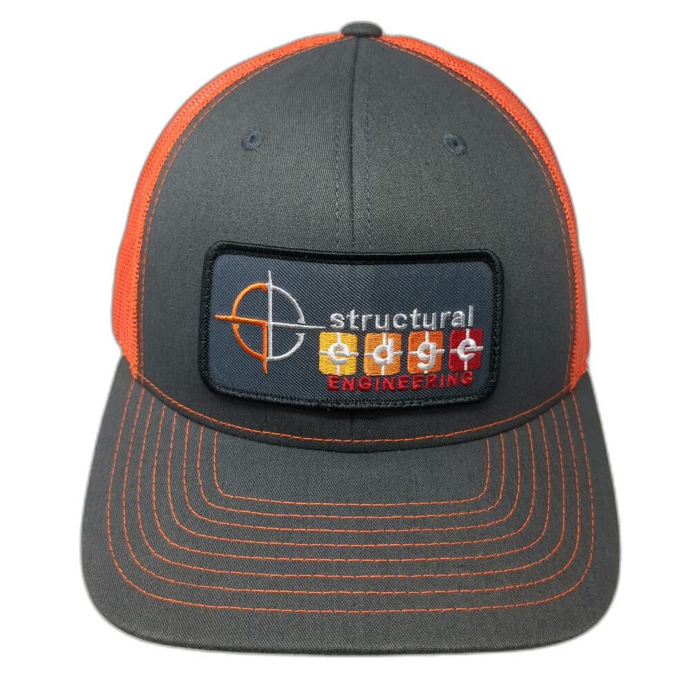 Richardson Trucker Hat Gray Orange One Size Structural Edge Engineering Snapback